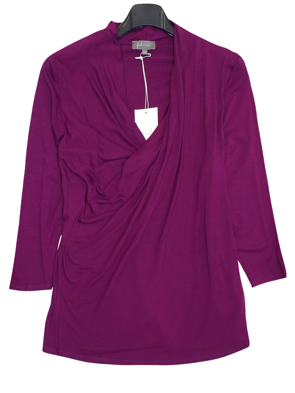 First Avenue MAGENTA Crossover 3/4 Sleeve Jersey Top - Size 10 to 20