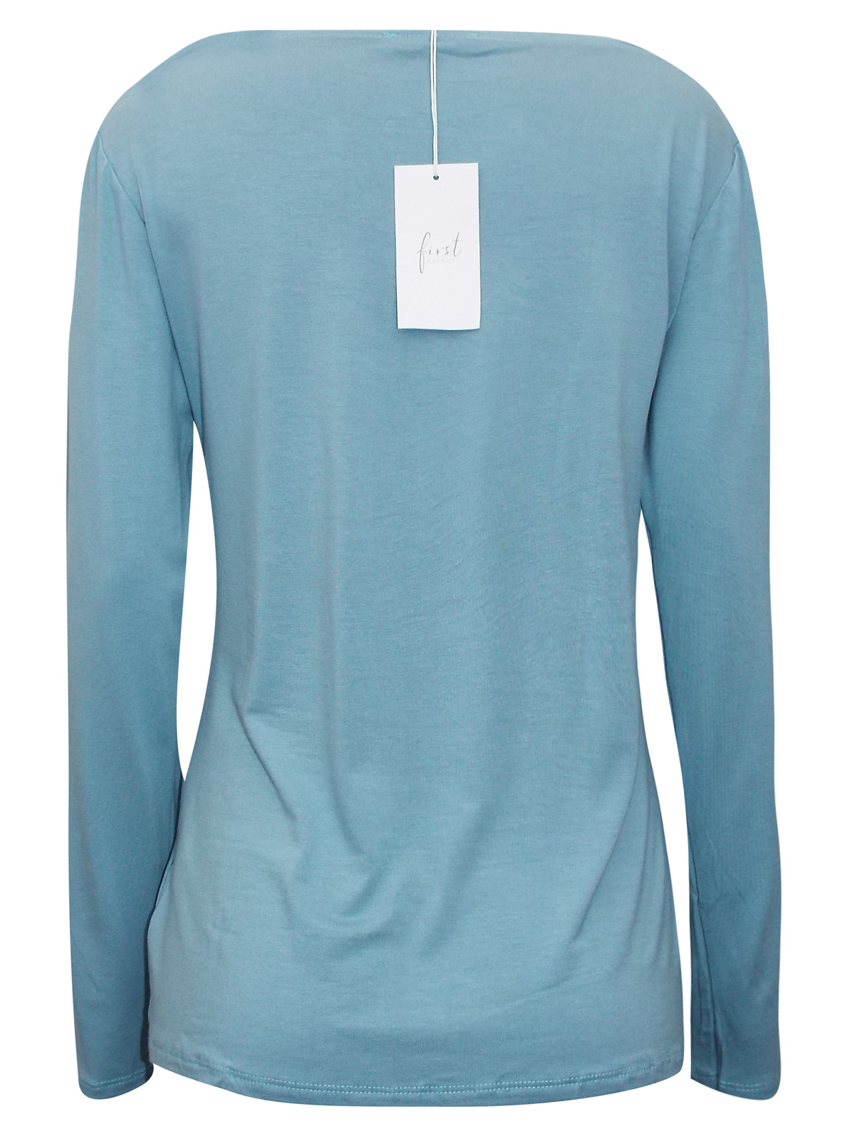 First Avenue PALE-TEAL Slash Neck Long Sleeve Jersey Top - Size 12 to 20