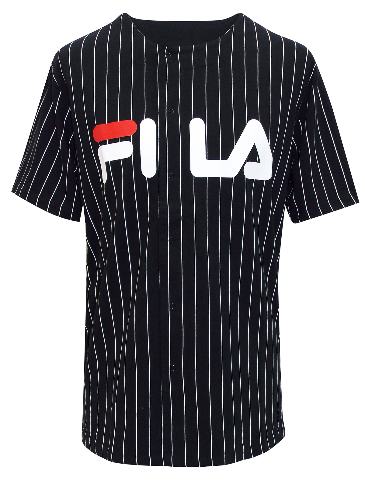 FILA - - FILA BLACK Button Through Striped Baseball Shirt - Size XSmall ...
