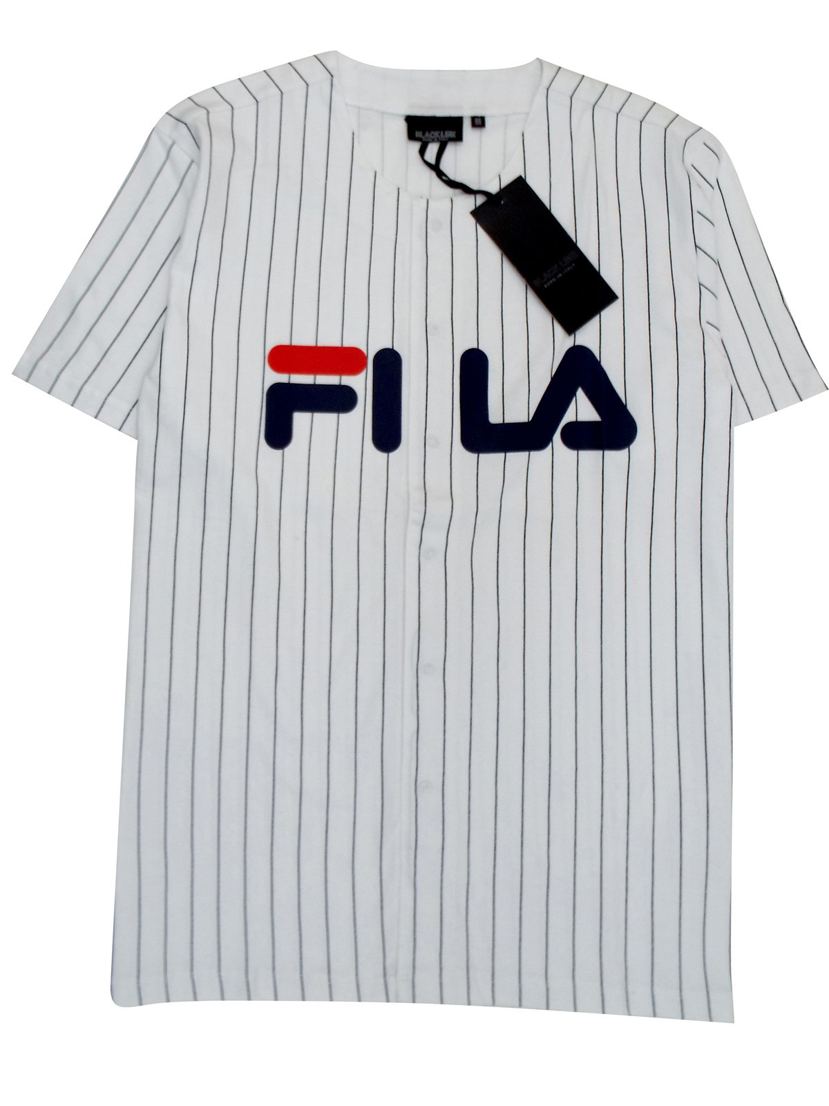 FILA - - FILA WHITE Button Through Striped Baseball Shirt - Size XSmall ...