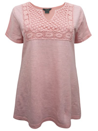Natural Reflections PINK Pure Cotton Crochet Panel Top - Size Medium to 3X (US 8/10 to 24/26W) Natural Reflections PINK Pure Cotton Crochet Panel Top - Size Medium to 3X (US 8/10 to 24/26W)