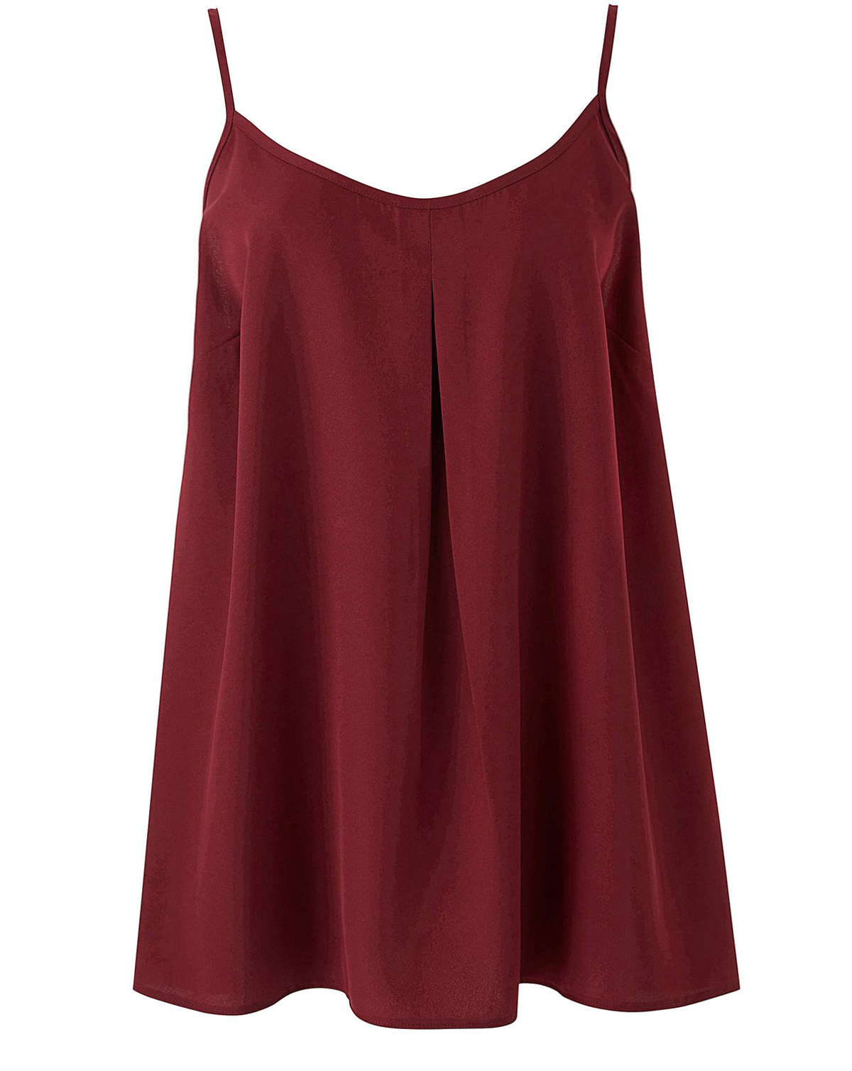 Capsule - - Capsule CLARET-RED Pleat Front Strappy Cami Top - Plus Size ...