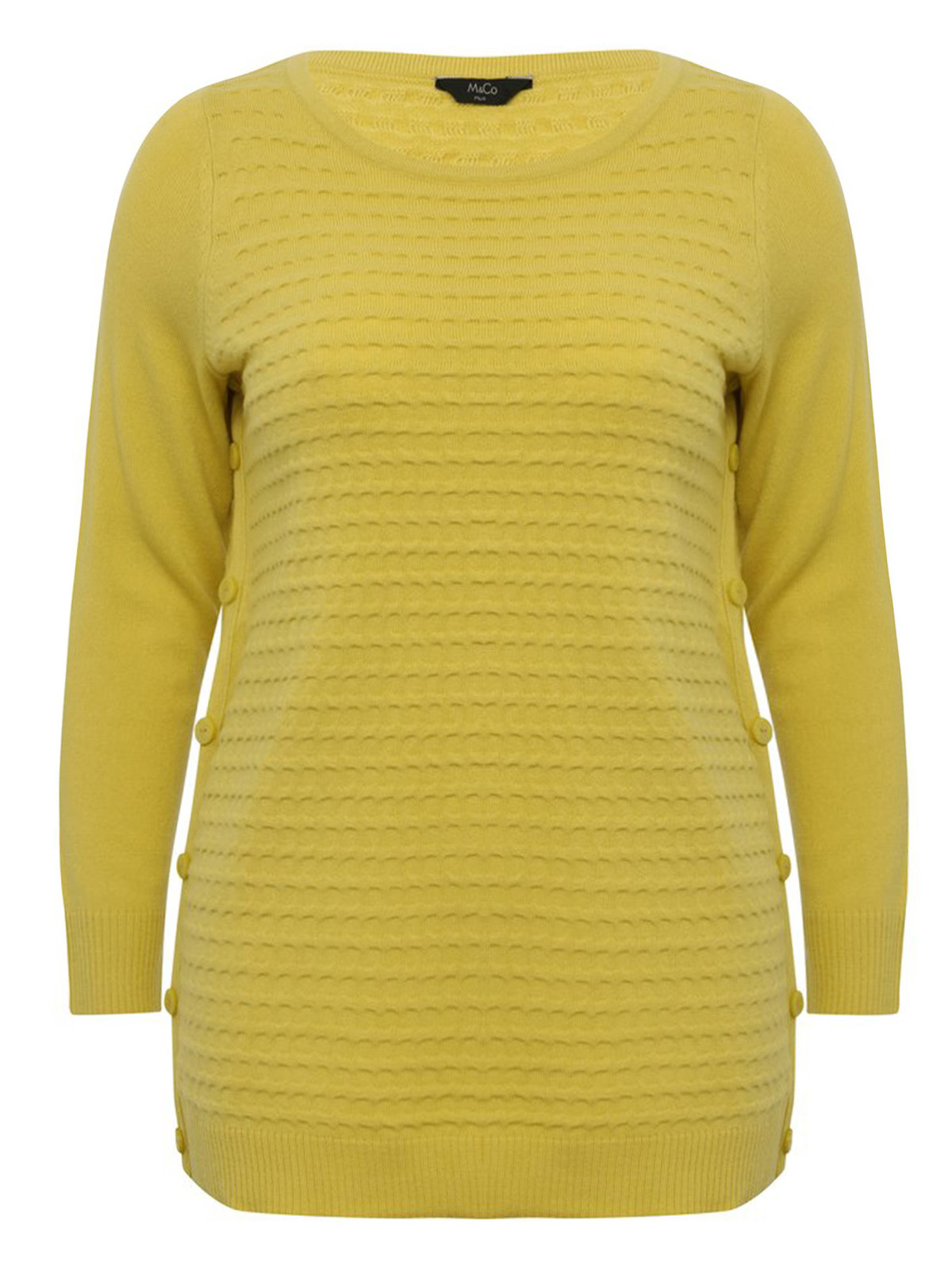M&Co - - M&Co LIME Textured Knit Button Side Jumper - Plus Size 18 to 28