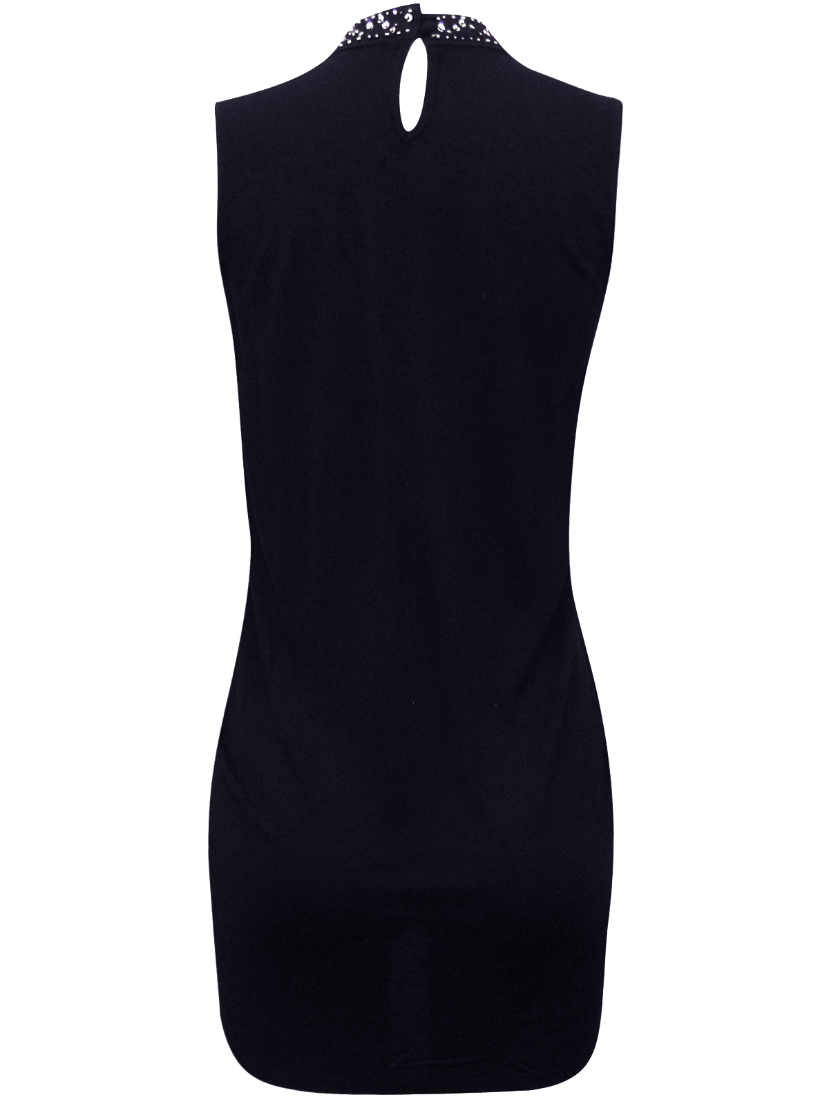 BLACK High Neck Embellished Tunic Top - Size 6 to 26