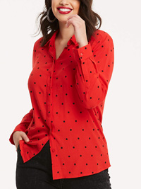 SimplyBe RED Spotted Button Through Shirt - Plus Size 22 to 24
