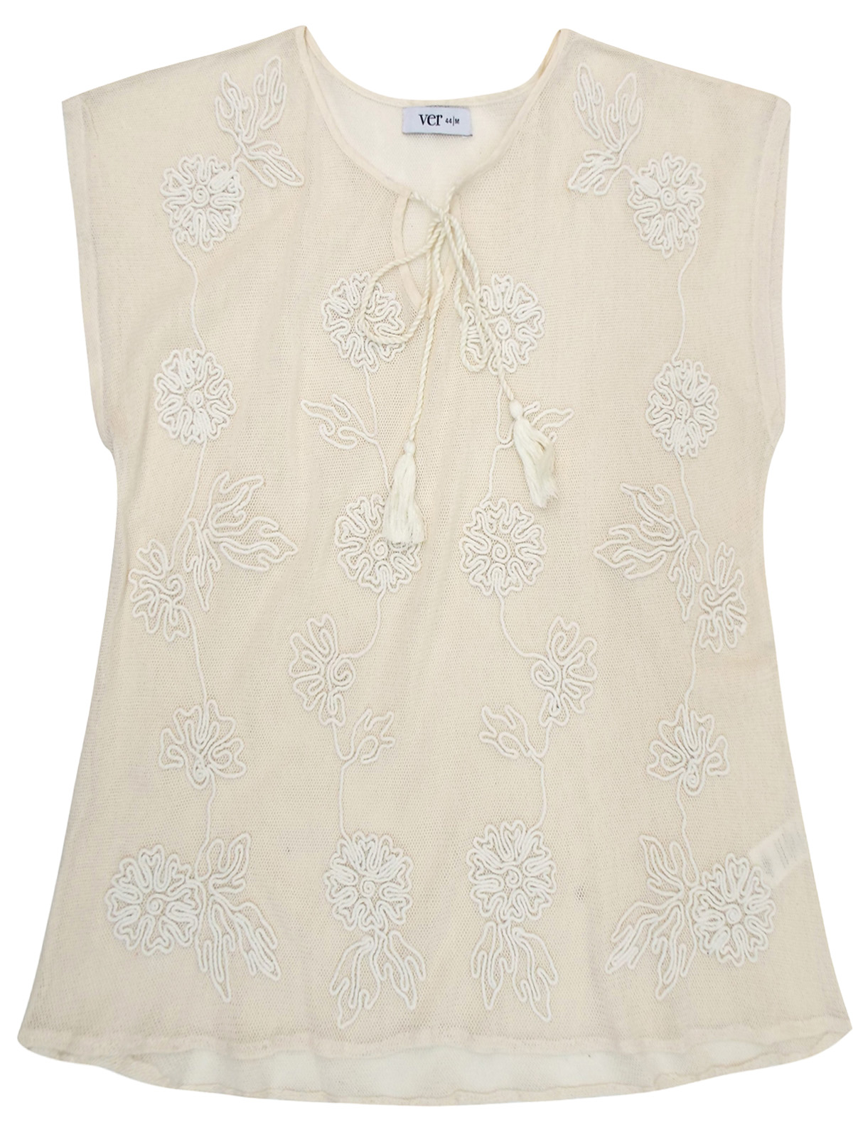 Ver - - Ver CREAM Pure Cotton Embroidered Flowers Blouse - Size 8 to 16 ...