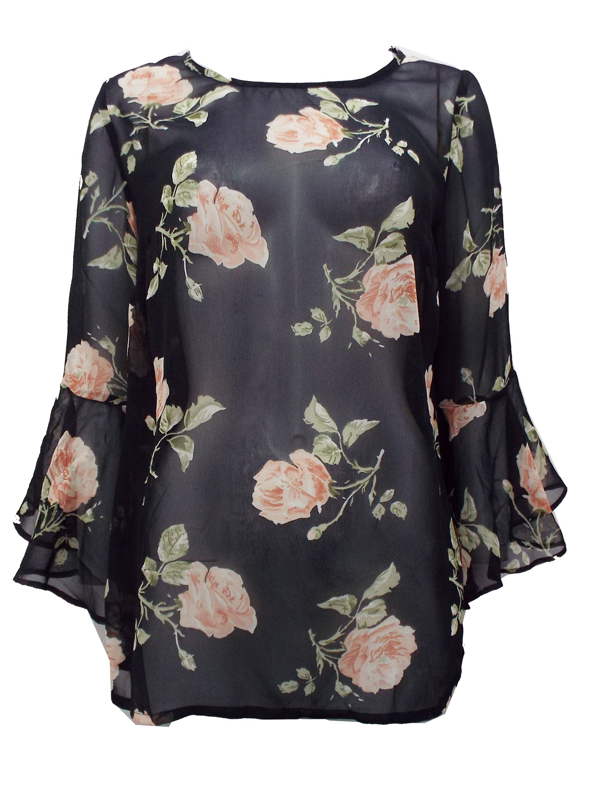 Joanna Hope - - Joanna Hope BLACK Floral Print Blouse - Size 10 to 30