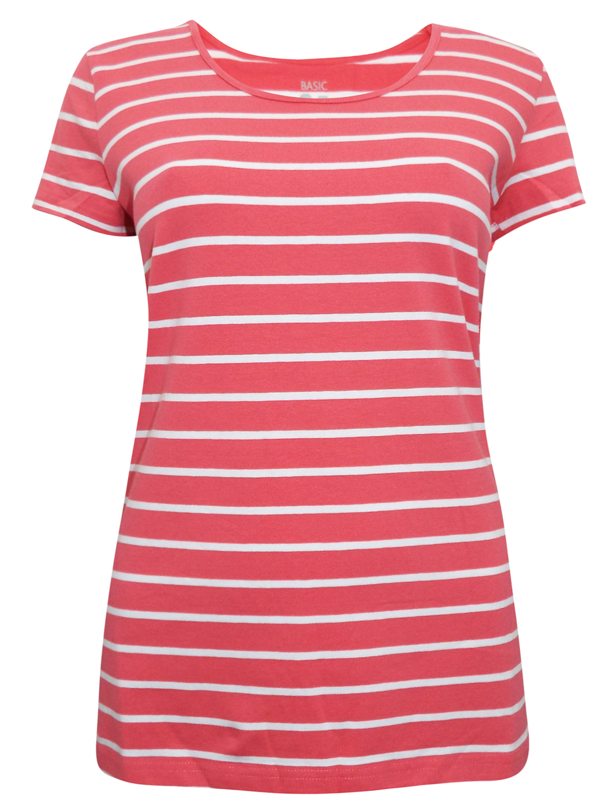 Basic U Collection - - Basic U SALMON Cotton Rich Striped T-Shirt ...
