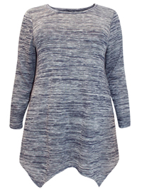 3vans NAVY Space Dye Trapeze Hem Top - Plus Size 14 to 30/32 3vans NAVY Space Dye Trapeze Hem Top - Plus Size 14 to 30/32