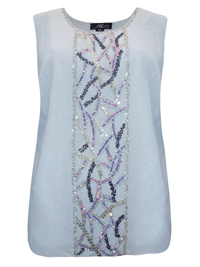 Midnight Velvet LIGHT-GREY Sleeveless Bead & Sequin Embellished Top - Size 8/10 to 22/24 (Medium to 2X) Midnight Velvet LIGHT-GREY Sleeveless Bead & Sequin Embellished Top - Size 8/10 to 22/24 (Medium to 2X)