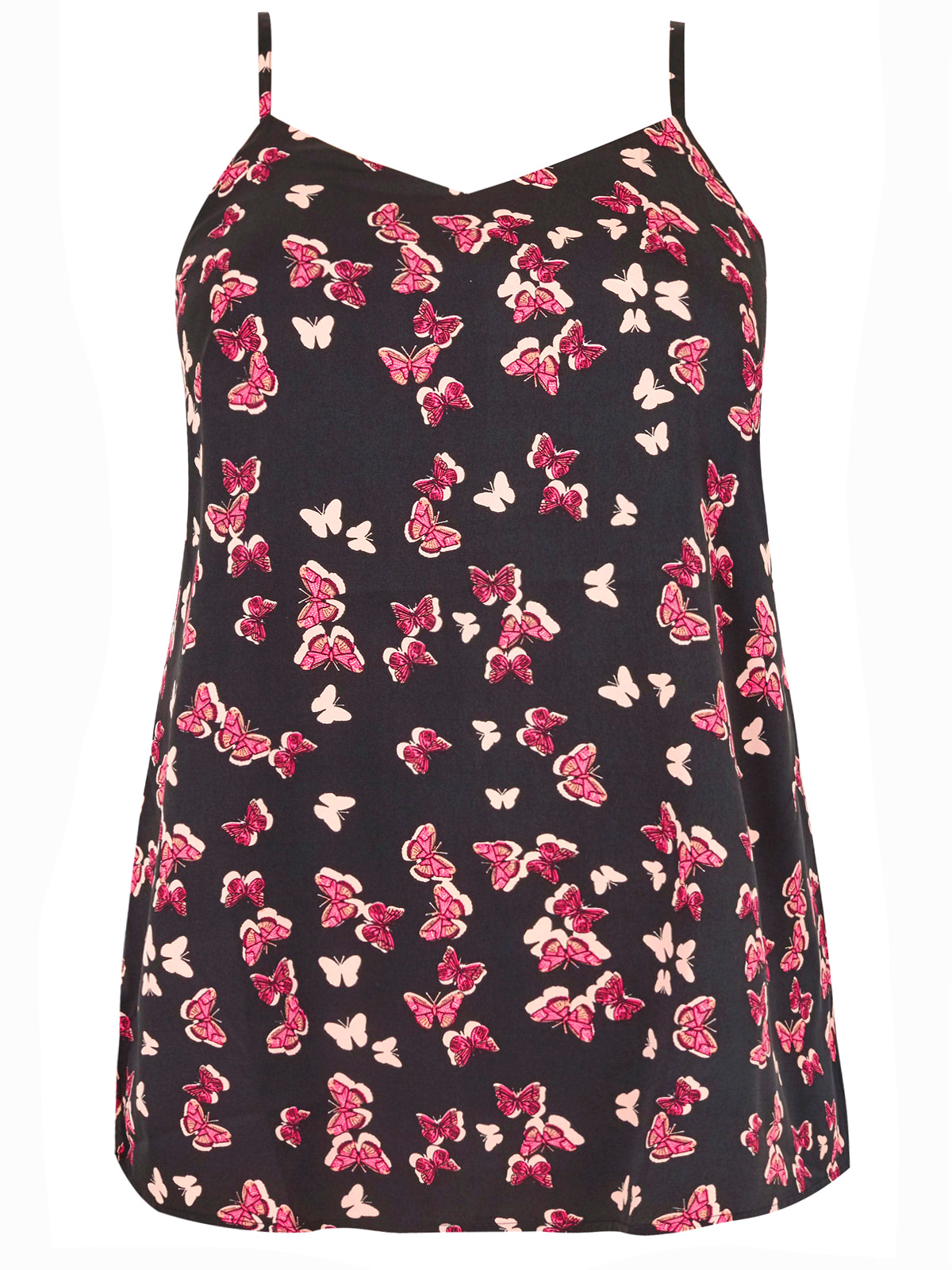 CURVE - - Yours BLACK Butterfly Print Woven Cami Top - Plus Size 16 to ...