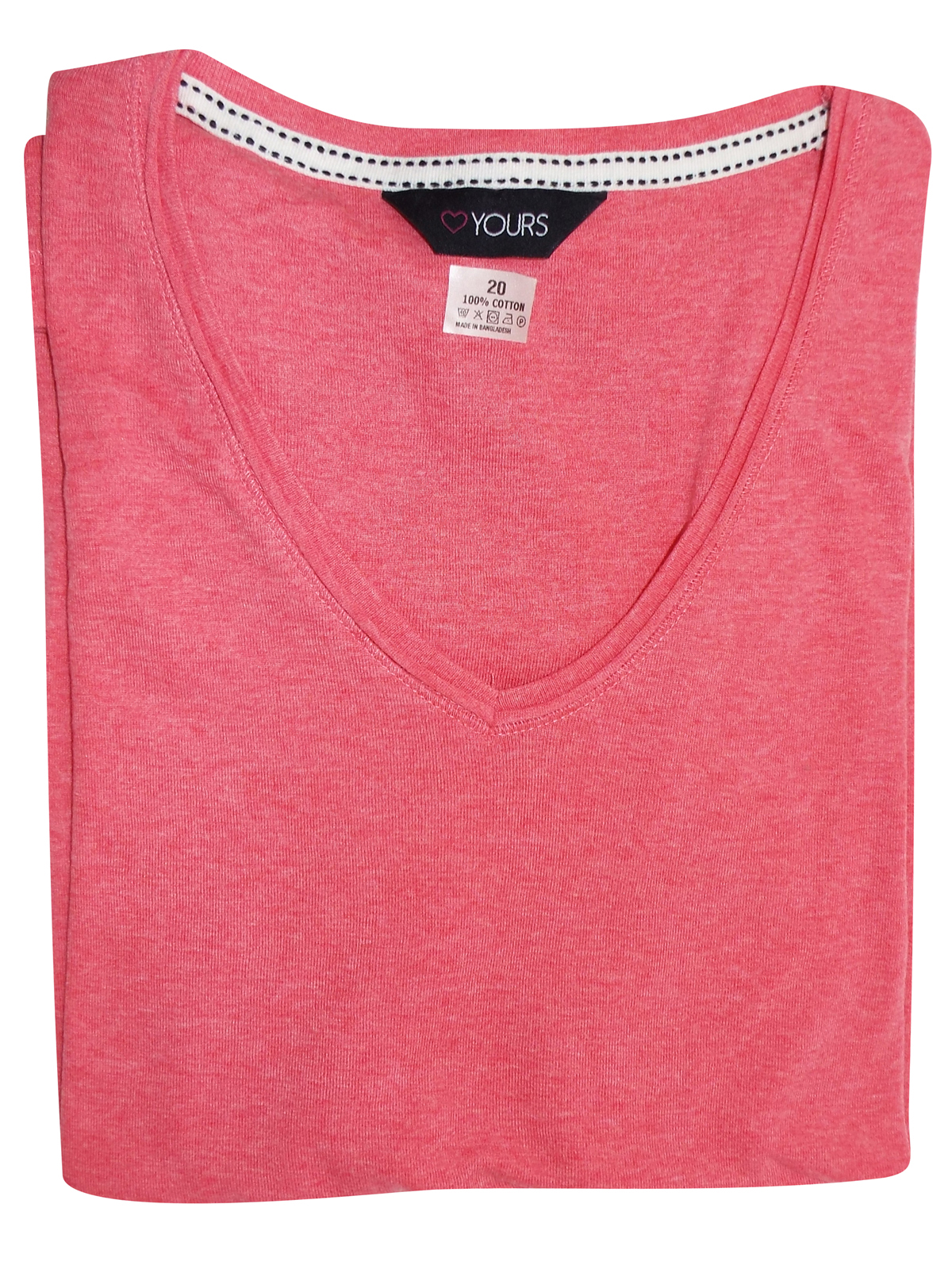 CURVE - - ROSE Pure Cotton V-Neck Short Sleeve T-Shirt - Plus Size 20 to 34
