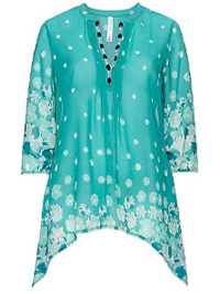 Sheego Sea Green Gemstones Trim Floral Print Tunic - Plus Size 18 to 32 Sheego Sea Green Gemstones Trim Floral Print Tunic - Plus Size 18 to 32
