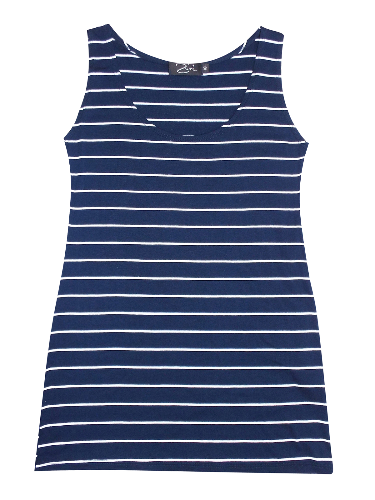 Zuri - - Zuri NAVY Striped Jersey Vest Top - Size 10 to 16