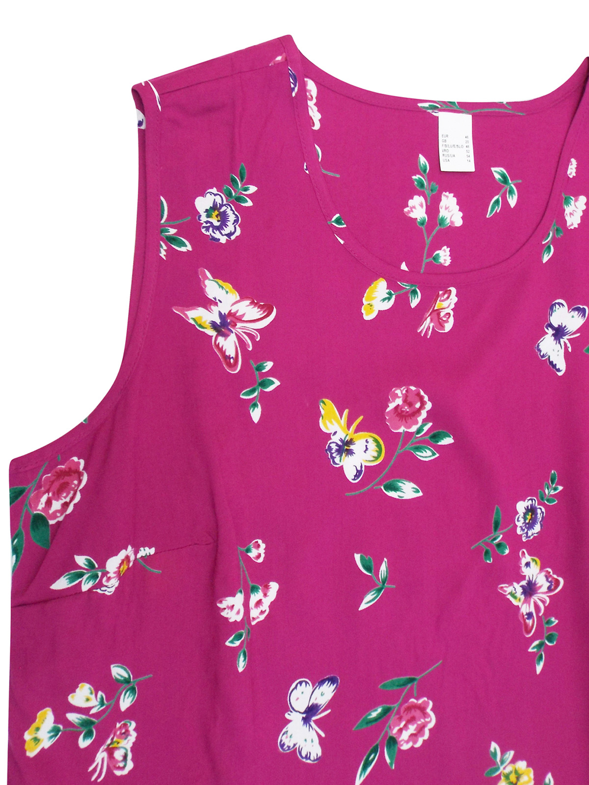 PINK Floral Print Vest Top - Plus Size 20 to 30 (EU 46 to 56)