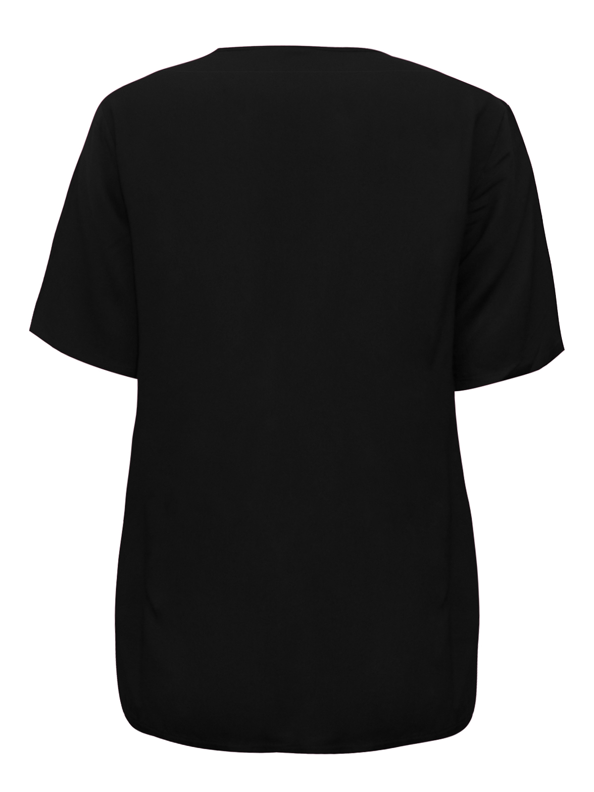 BLACK Short Sleeve Button Through Top - Plus Size 18 to 26 (EU 44 to 52)