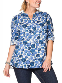 Sheego BLUE Pure Cotton Spotted Notch Neck Top - Plus Size 18 to 32 (EU 44 to 58) Sheego BLUE Pure Cotton Spotted Notch Neck Top - Plus Size 18 to 32 (EU 44 to 58)