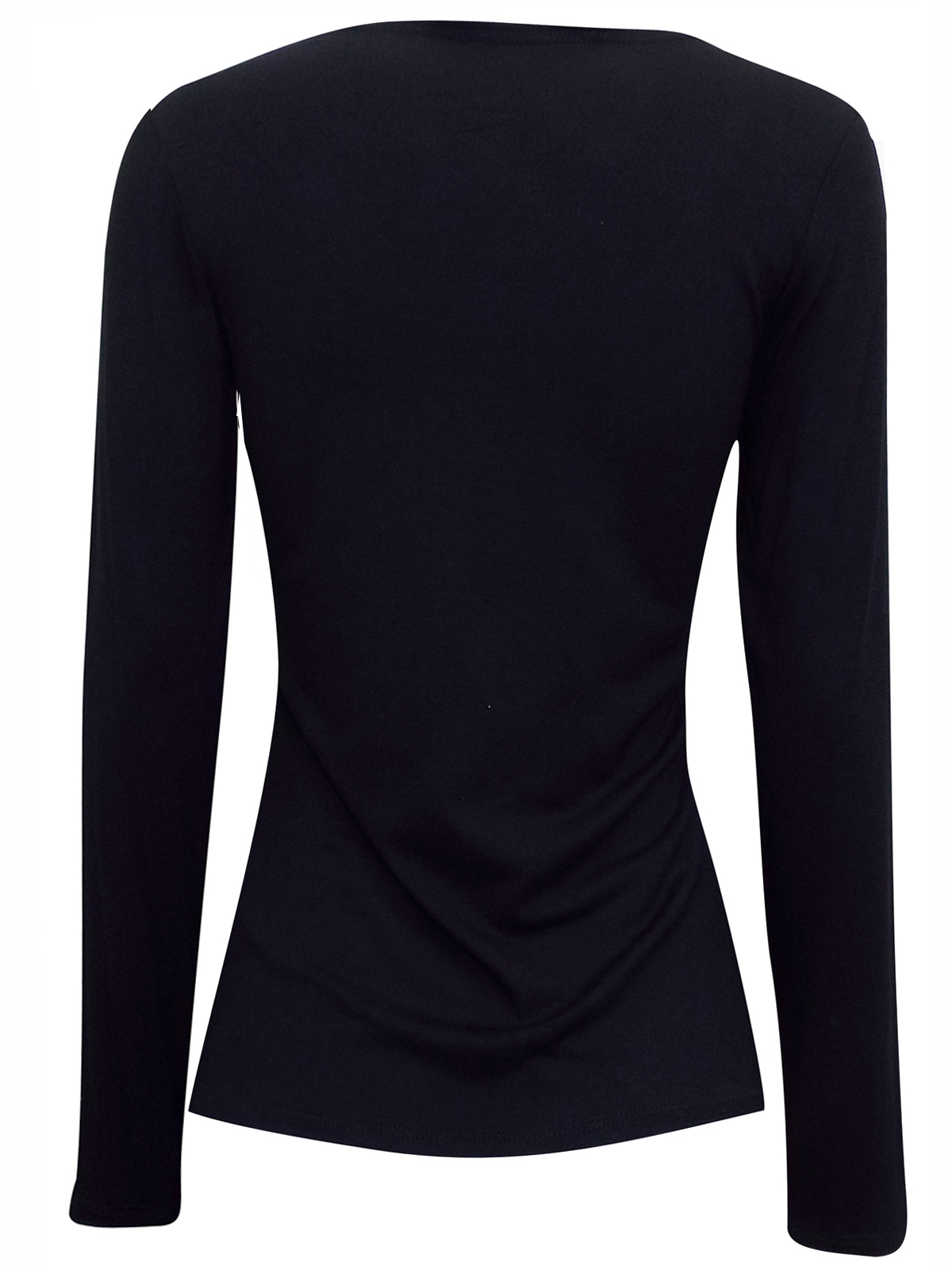 Kira - - Kira BLACK Scoop Neck Long Sleeve Jersey Top - Size 12 to 18 ...