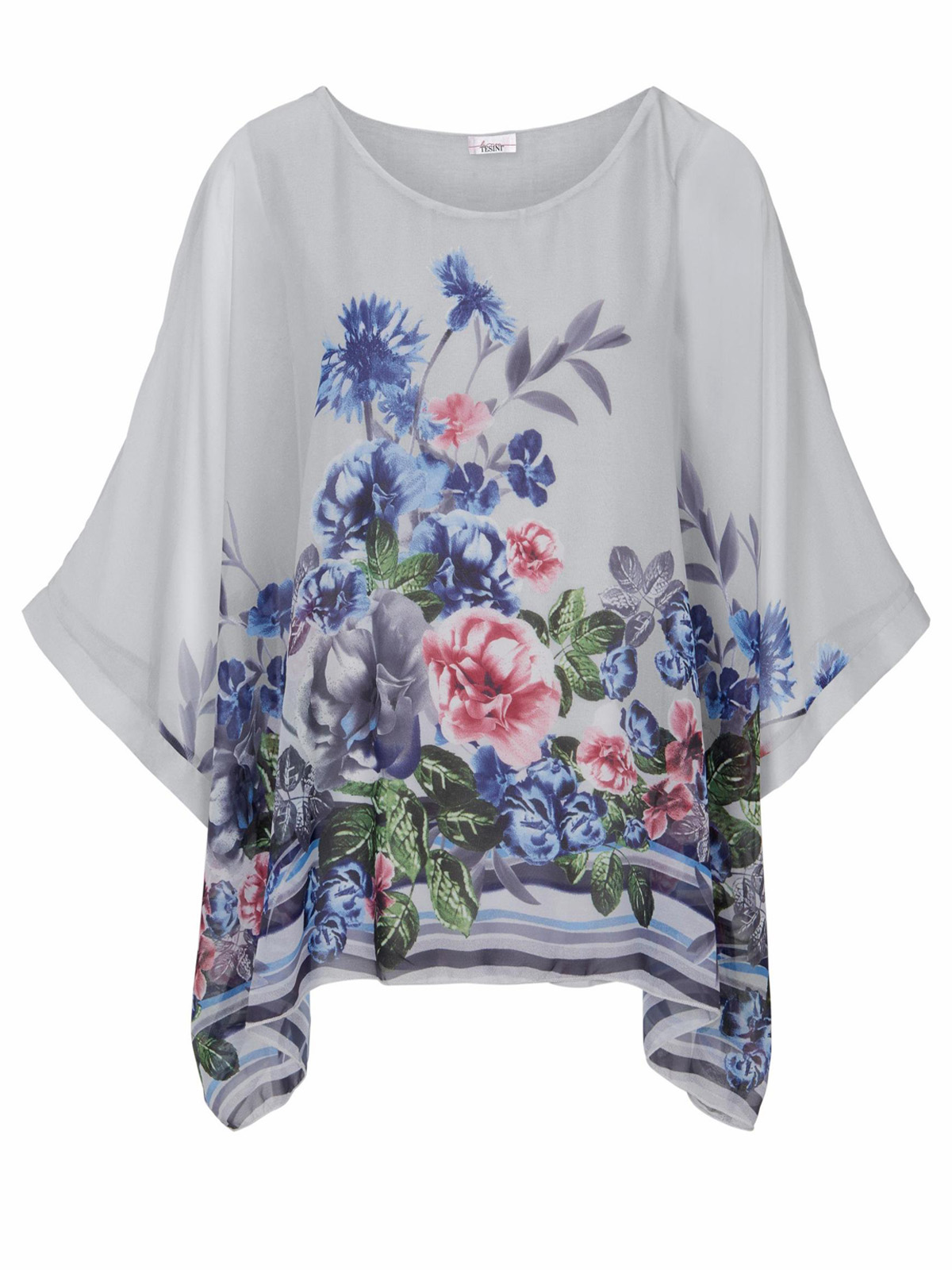 Linea Tesini - - Linea Tesini GREY Floral Print Tunic - Size 8 to 26/28 ...