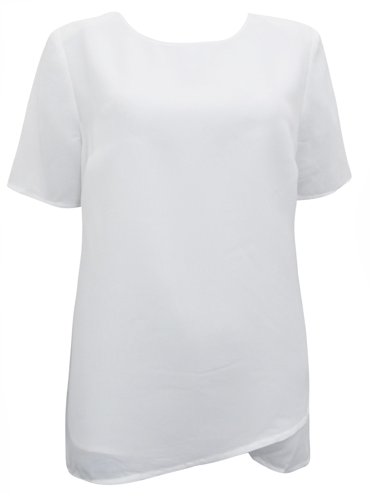 WHITE Crossover Hem Woven Top - Plus Size 14 to 28 (EU 40 to 54)