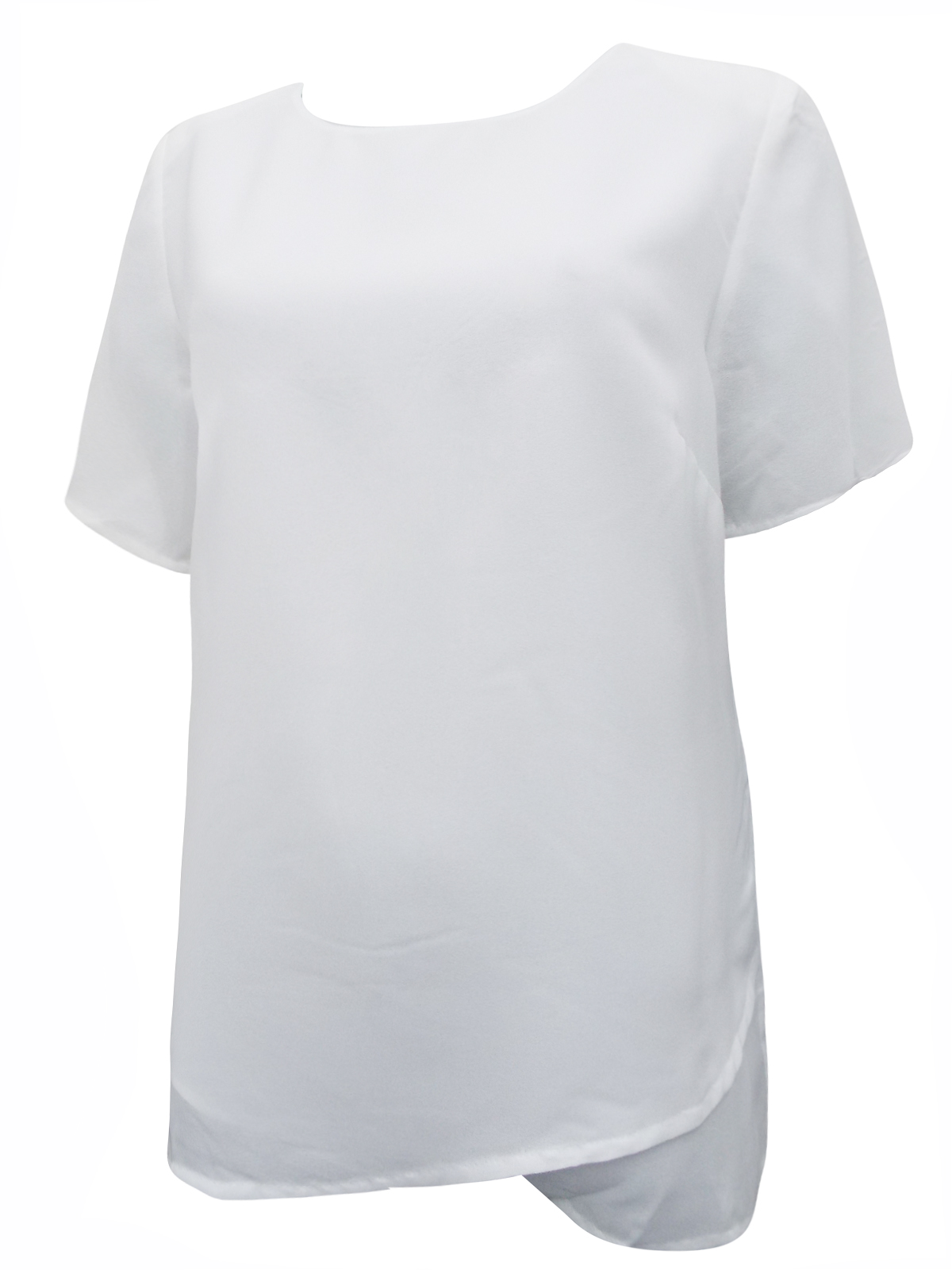 WHITE Crossover Hem Woven Top - Plus Size 14 to 28 (EU 40 to 54)