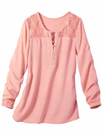 Blancheporte LIGHT-PINK Floral Lace Long Sleeve Top - Plus Size 18 to 26 (EU 44 to 52) Blancheporte LIGHT-PINK Floral Lace Long Sleeve Top - Plus Size 18 to 26 (EU 44 to 52)