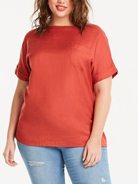 TERRACOTTA Linen Blend Boxy Top - Plus Size 18 to 22