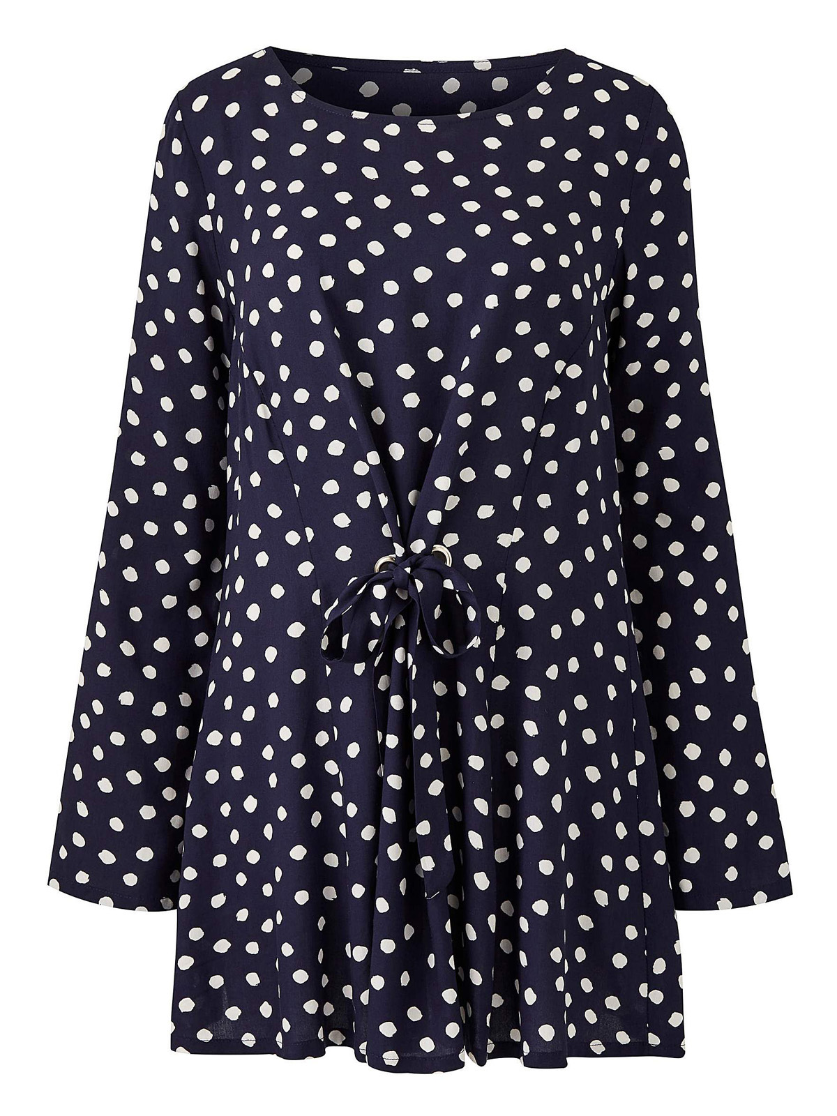 navy spotted blouse