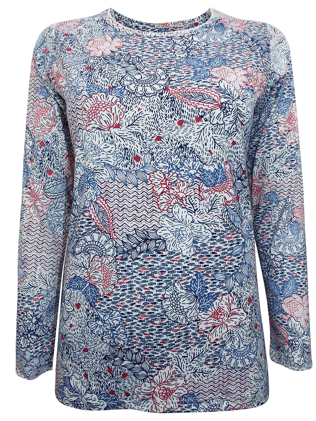 Country Rose - - Country Rose BLUE Floral Print Long Sleeve Thermal Top -  Size 10/12 to 22/24 (Sm