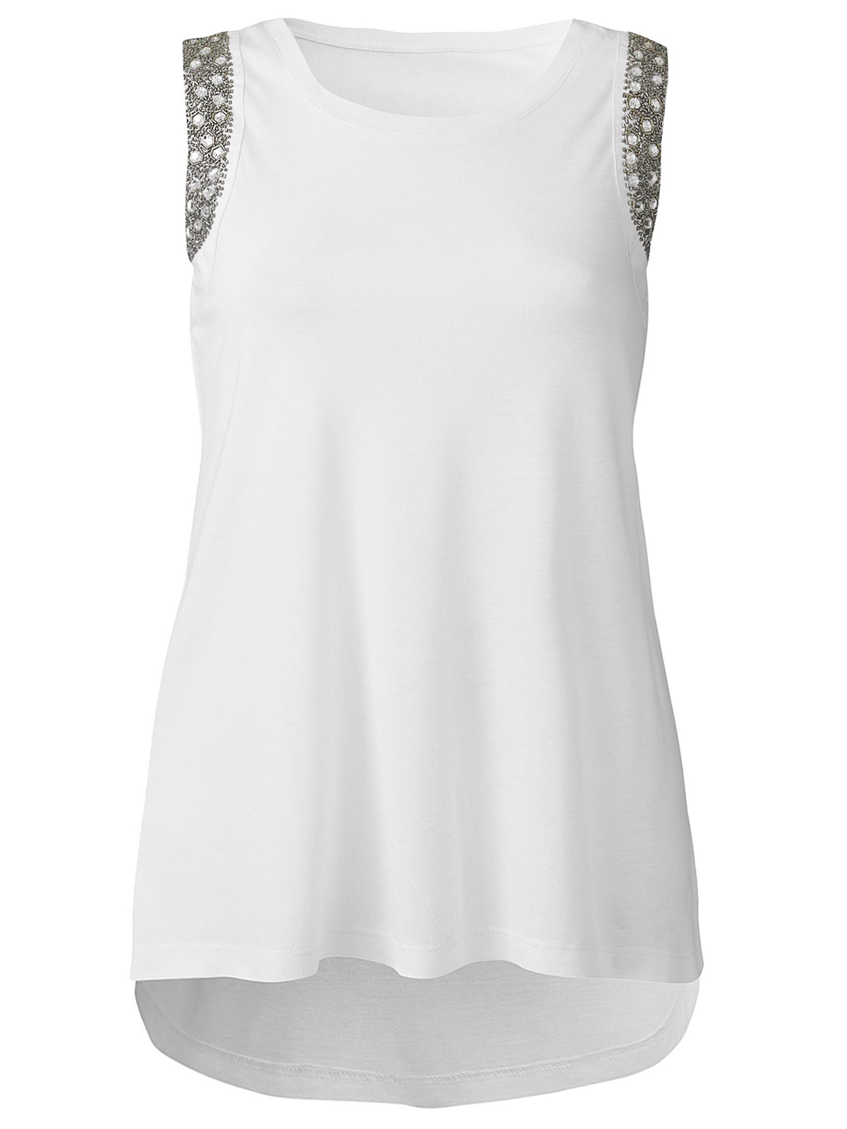Wholesale Plus Size Boutique Clothing by Anthology Anthology WHITE Embellished Shoulder Vest