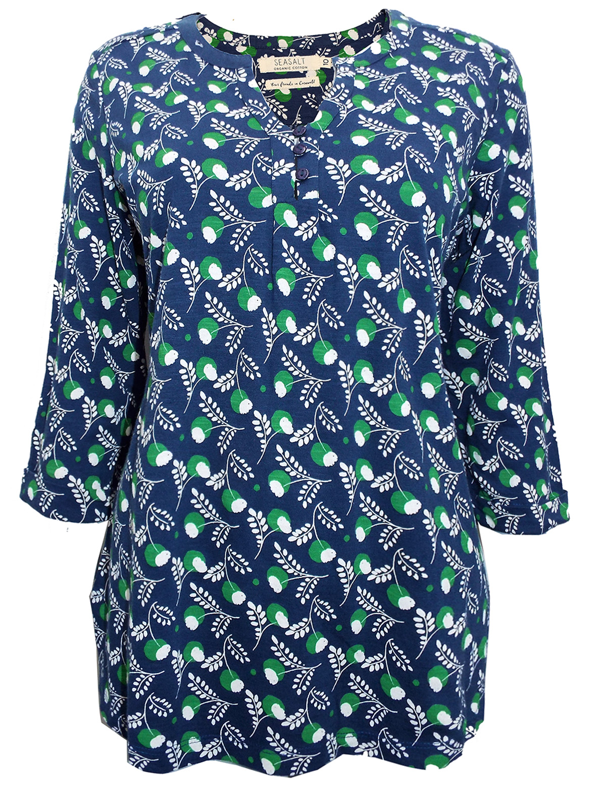 EX Seasalt Navy Paper Foliage Dark Night Stone Carving Tunic 8 10 12 RRP £59.95 main image 1