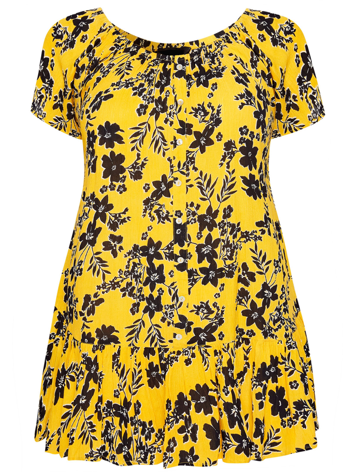 Curve Yellow Floral Print Bardot Gypsy Top Plus Size 16 To 3436 5928