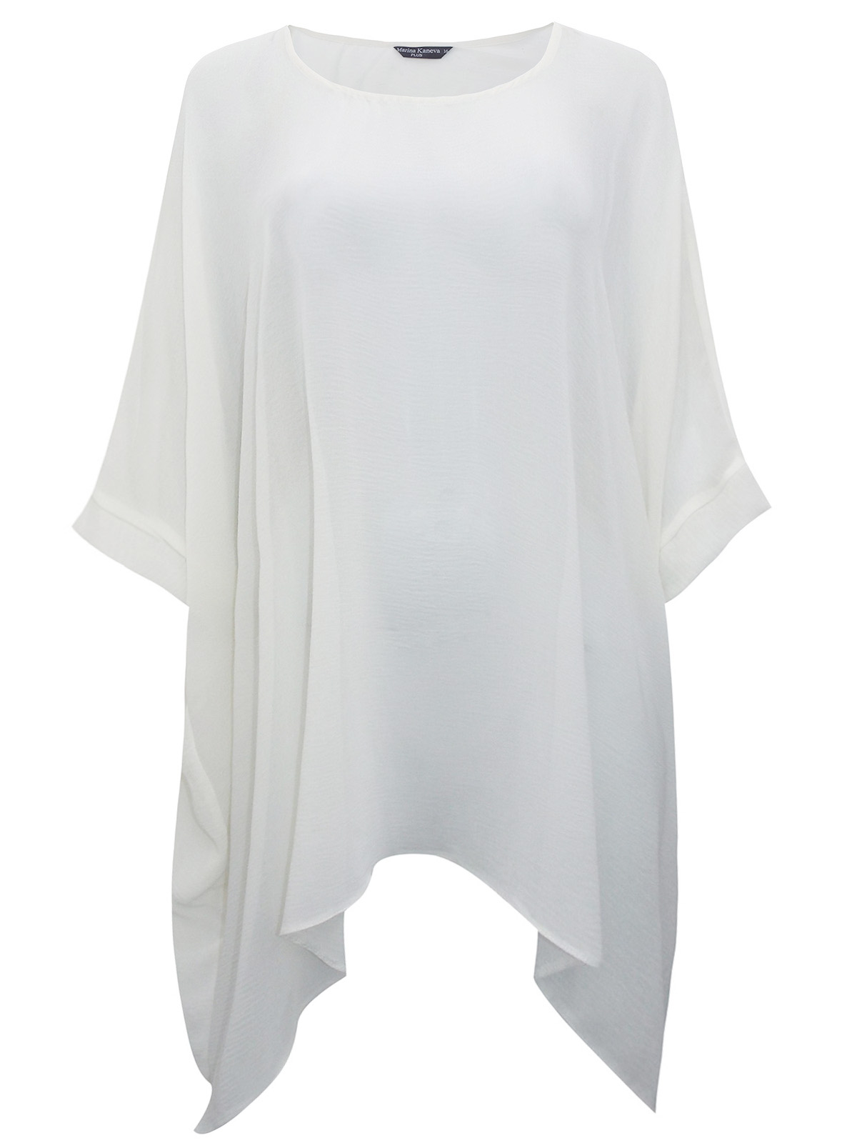 Marina Kaneva CREAM Hanky Side Drop Chiffon Tunic - Plus Size 16 to 30/32