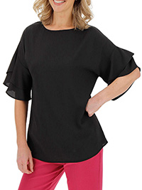 Capsule BLACK Flute Sleeve Blouse - Size 12 to 16