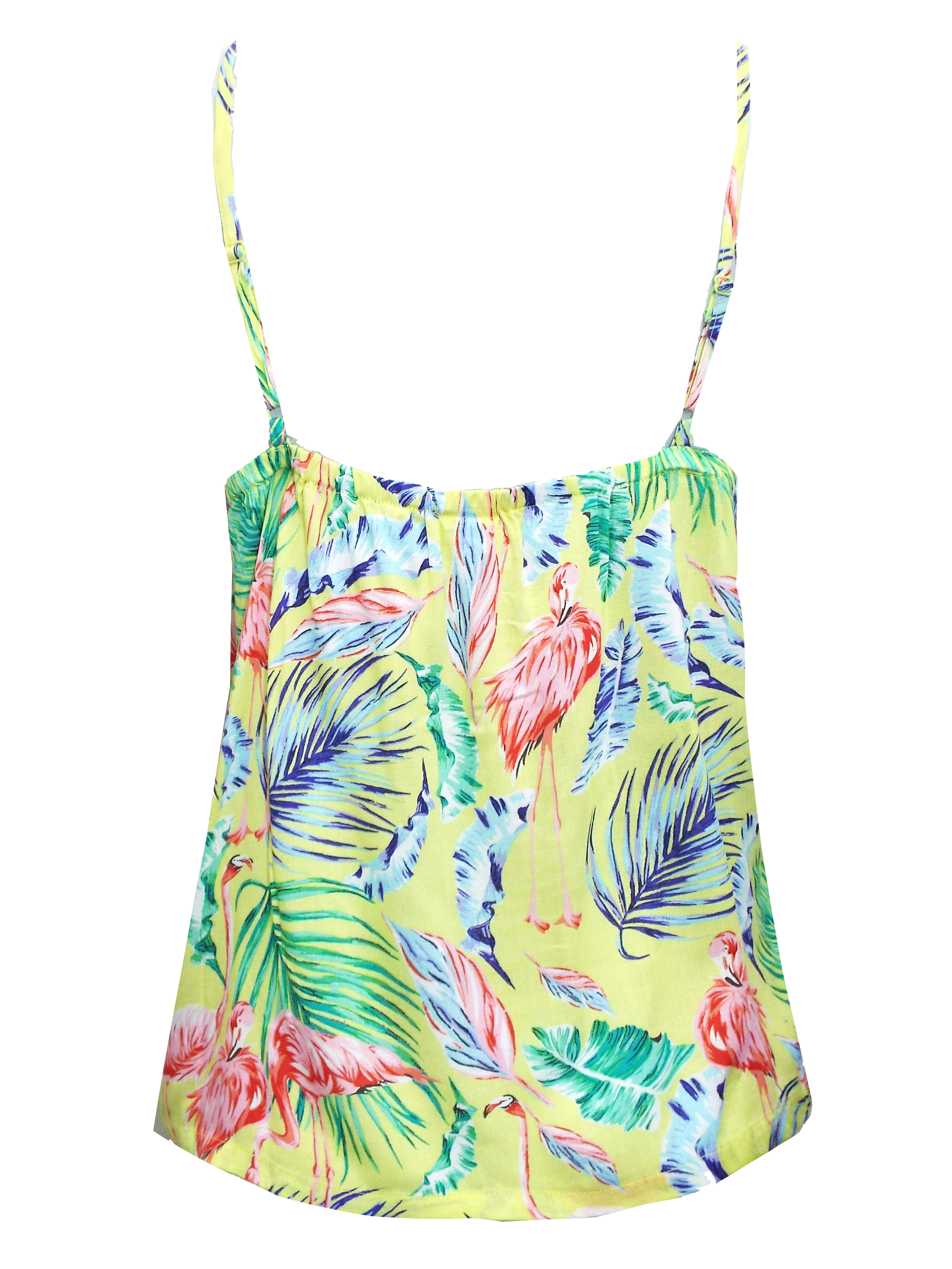 Peacocks - - Peacocks YELLOW Flamingo Print Strappy Cami Top - Size 10/12