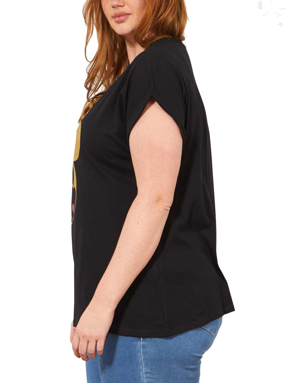 Disney Plus Size Womens T-Shirt Mickey Mouse Side Print (Black, 1X) at   Women's Clothing store