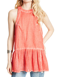 Free People CORAL Pure Cotton Drop Armhole Tie Dye Top - Size 4/6 to 16/18 (XS to L)