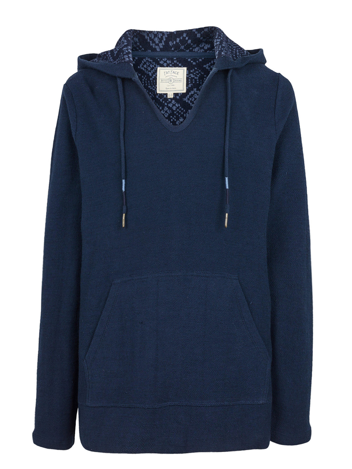 FAT FACE - - FatFace NAVY Textured Cotton Knit Overhead Hoodie - Size 8 ...