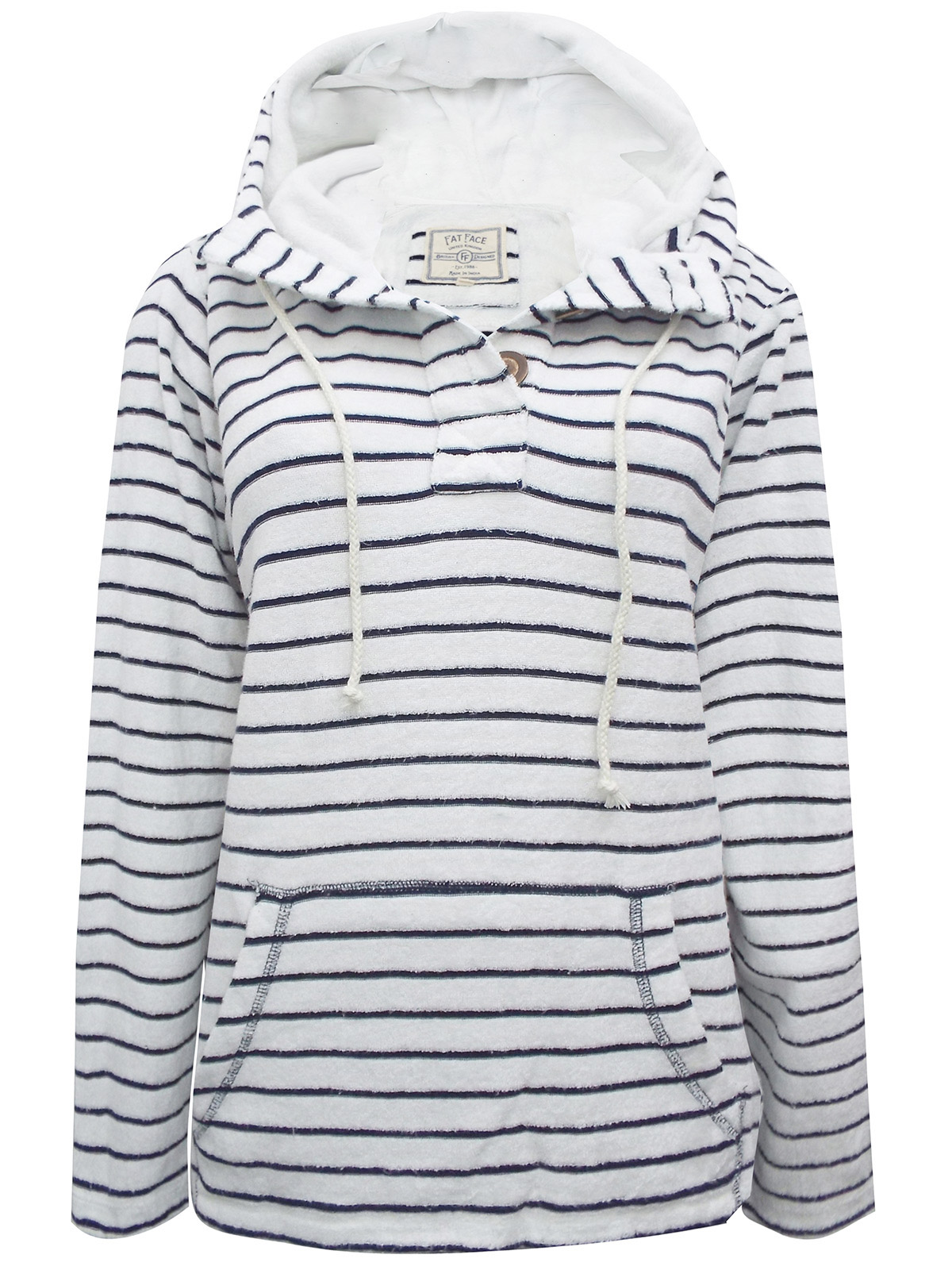 FAT FACE - - FatFace IVORY Stripe Whitstable Popover Cotton Hoody ...