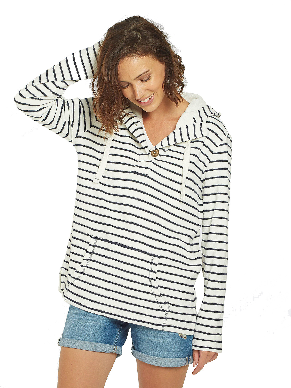 FAT FACE - - FatFace IVORY Stripe Whitstable Overhead Hoodie - Size 6 to 18