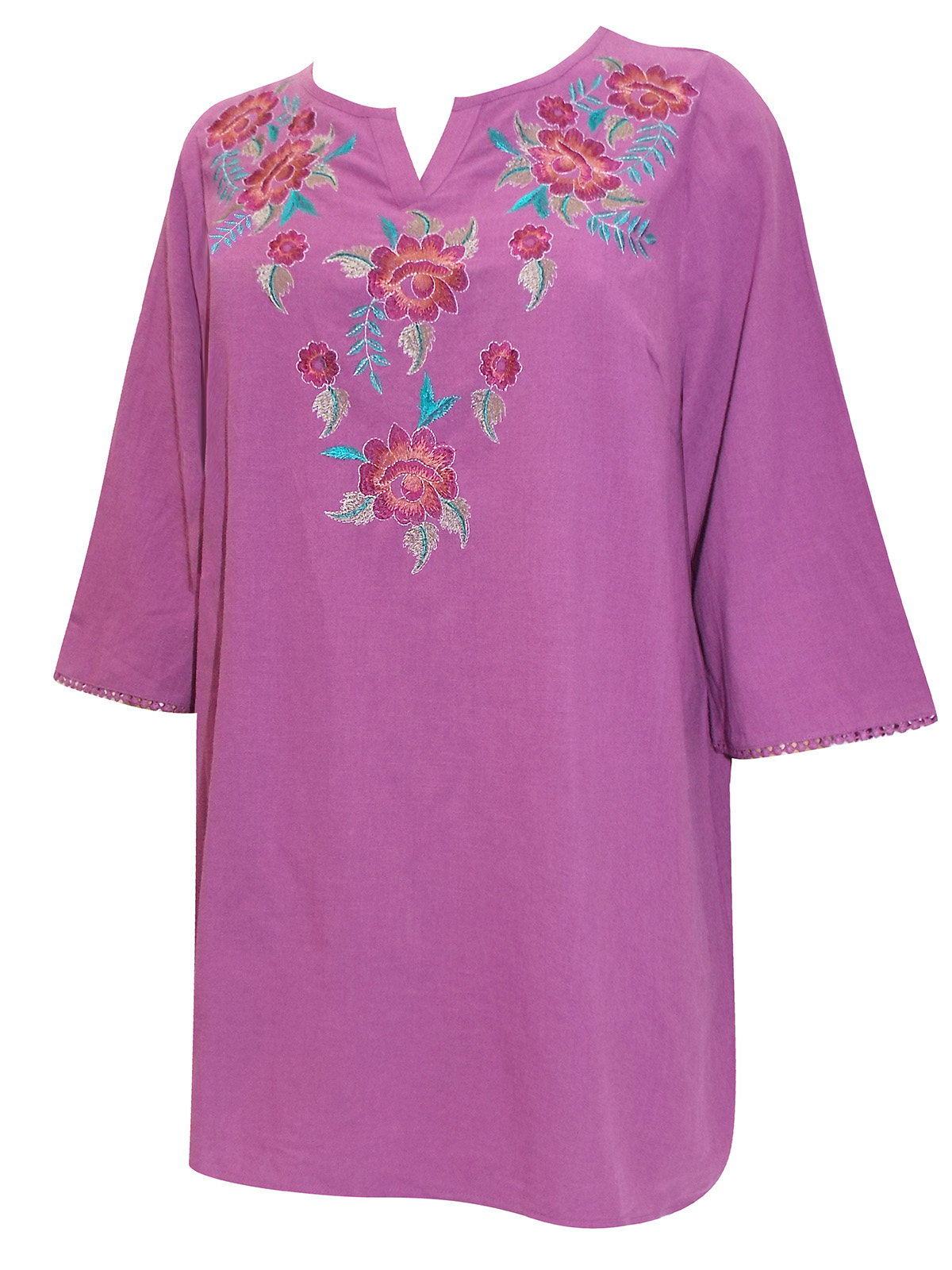 Womens Embroidered A-Line Purple Tunic main image 0