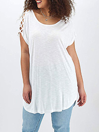 Capsule WHITE Criss Cross Short Sleeve Top - Plus Size 16 to 18