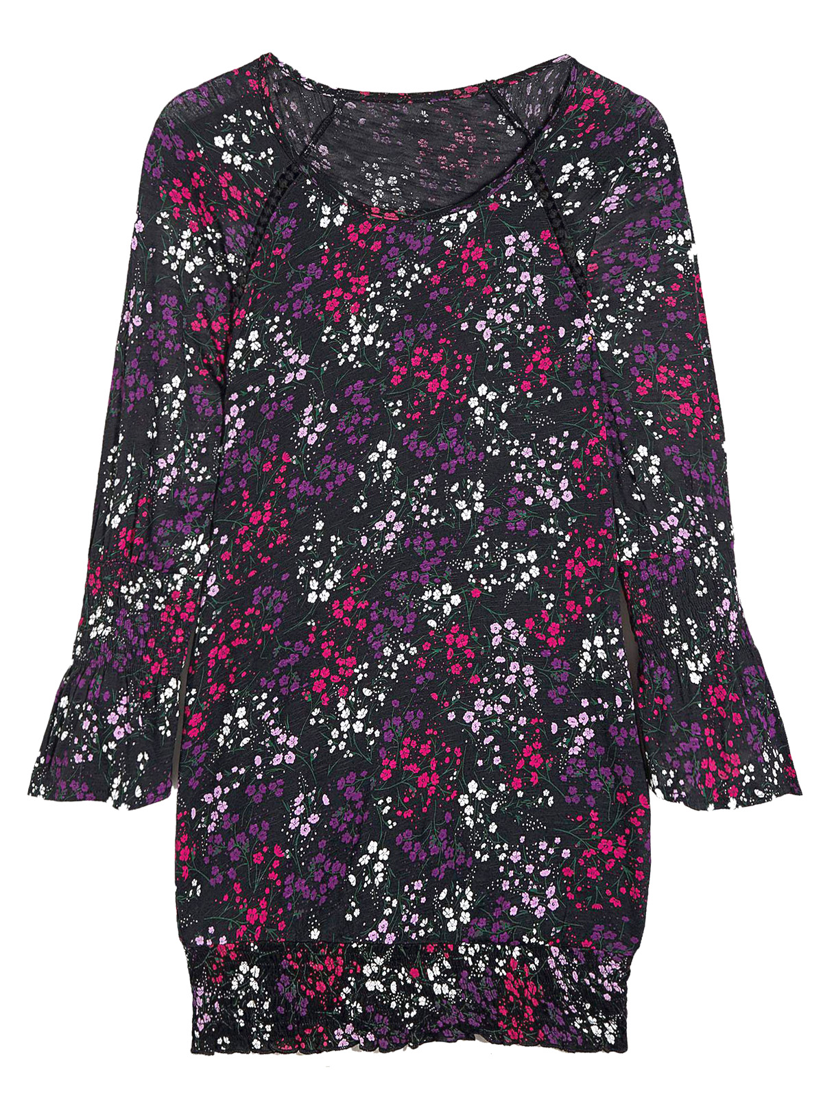 Capsule - - Capsule BLACK Ditsy Floral 3/4 Sleeve Gypsy Top - Plus Size ...