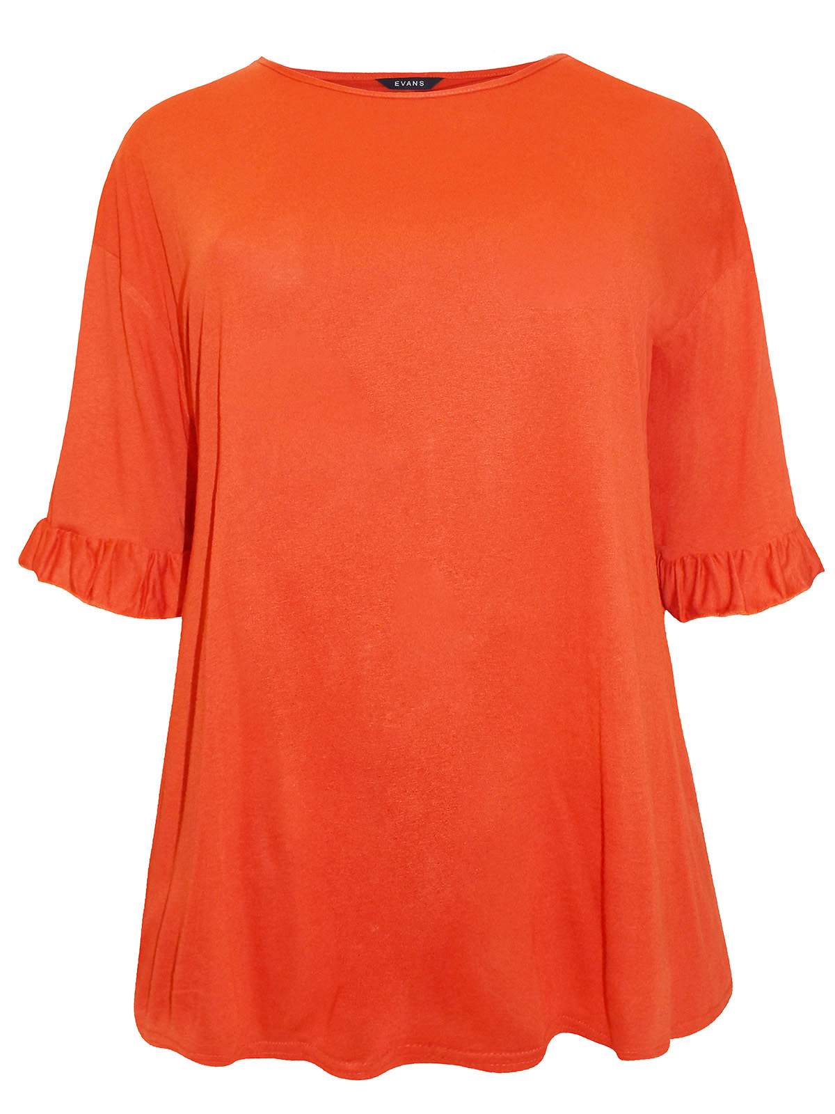 BURNT-ORANGE Frill Sleeve Jersey Top - Plus Size 16 to 30/32