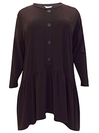 3VANS DARK-CHOCOLATE Soft Jersey Crepe Shirred Drop Sides Tunic - Plus Size 16 to 30/32 3VANS DARK-CHOCOLATE Soft Jersey Crepe Shirred Drop Sides Tunic - Plus Size 16 to 30/32