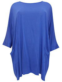 3VANS BLUE Alabaster Loose Fit Drop Sleeve Pocket Tunic Top - Plus Size 16 to 30/32 3VANS BLUE Alabaster Loose Fit Drop Sleeve Pocket Tunic Top - Plus Size 16 to 30/32