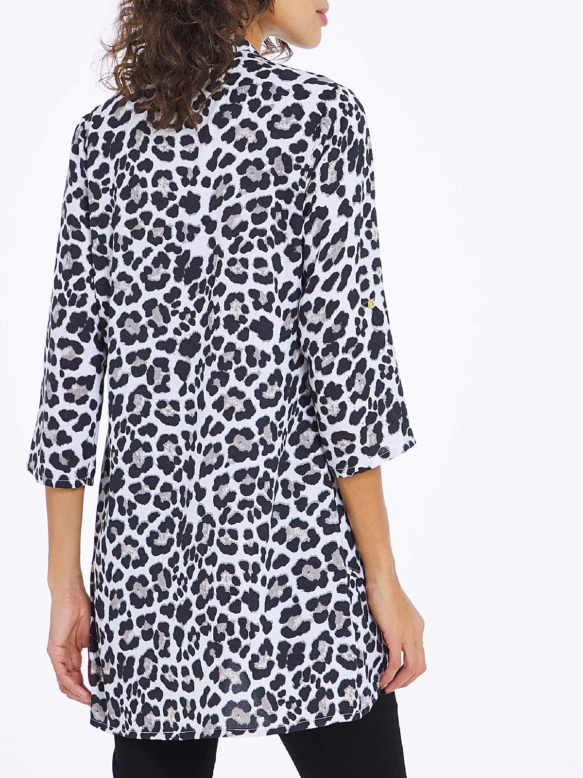 JD Williams - - JD Williams BLACK Soft Animal Print Cross Over Tunic