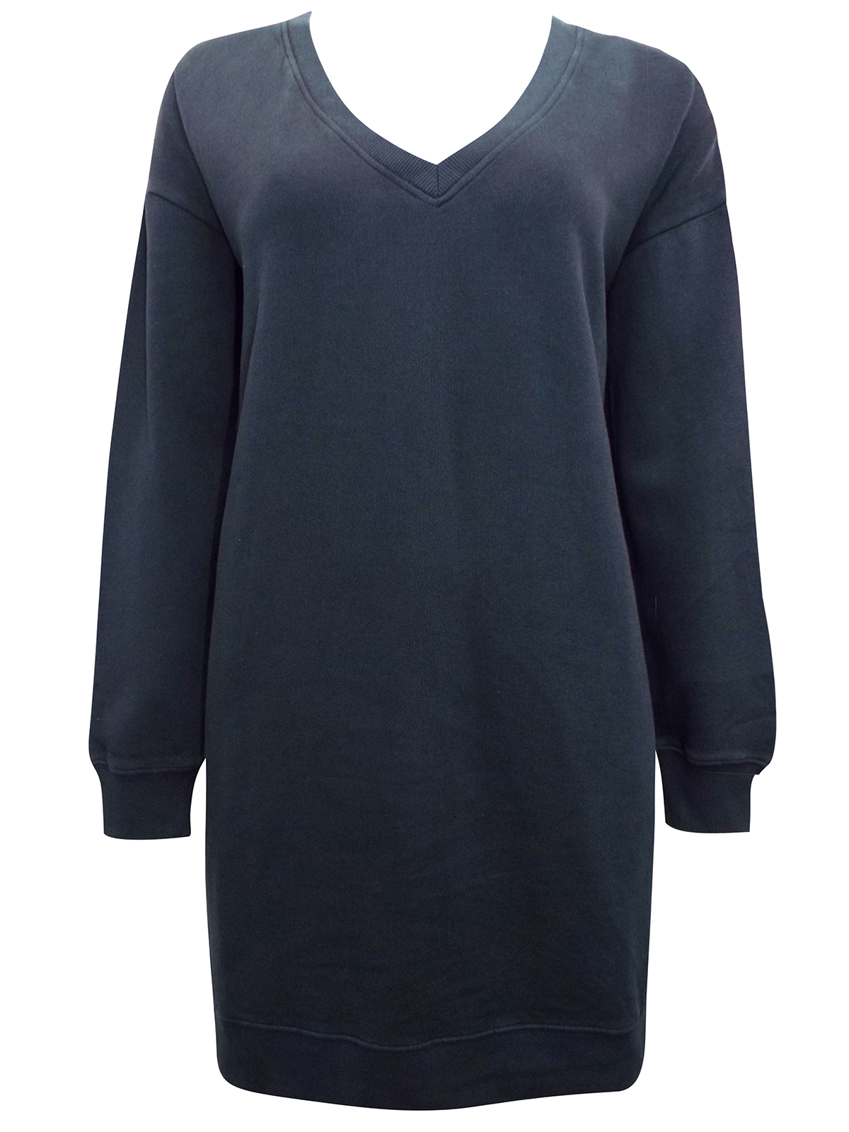 CHARCOAL Pure Cotton Longline Sweatshirt Dress - Plus Size 14 to 22