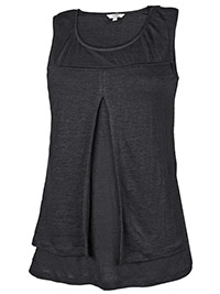 Fat Face BLACK Pure Linen CAMBER Layered Tank Top - Size 8 to 12