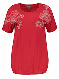 ULLA POPK3N SCARLETT Floral Embroidery Accent Oversized Fit Knit Top - Plus Size 20/22 to 24/26 (US 16/18 to 20/22)